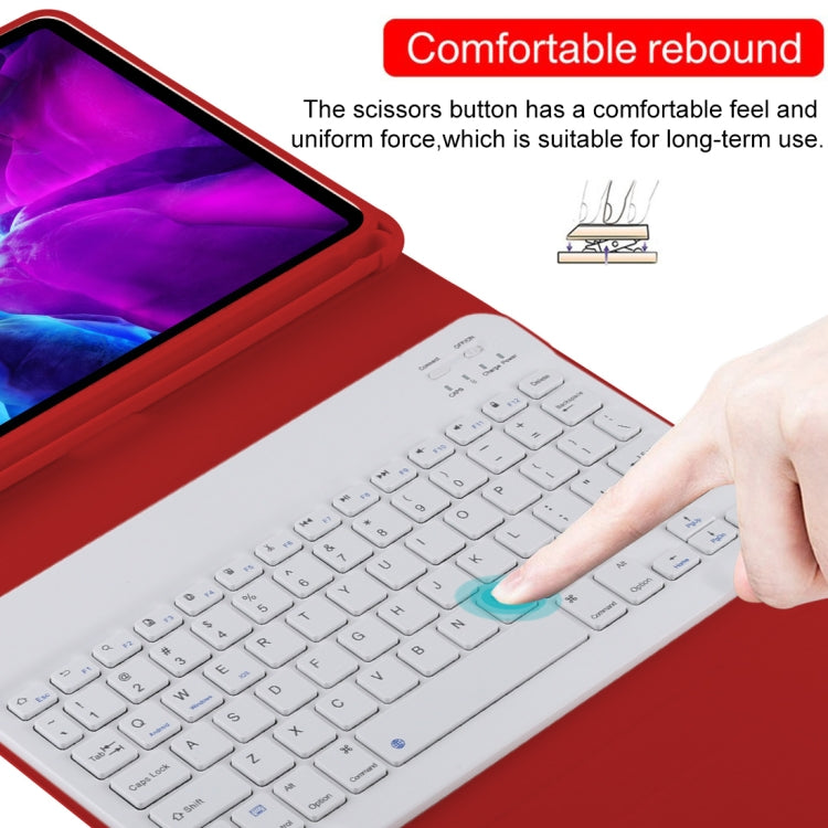 TG11B Detachable Bluetooth White Keyboard + Microfiber Leather Tablet Case for iPad Pro 11 inch (2020), with Pen Slot & Holder (Red) - For iPad Pro by buy2fix | Online Shopping UK | buy2fix