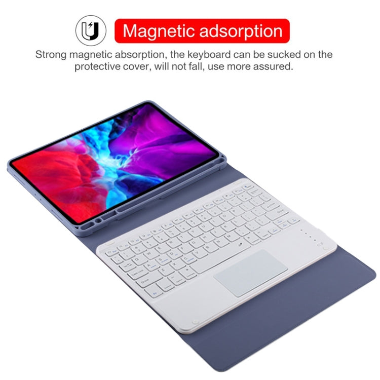 TG11BC Detachable Bluetooth White Keyboard Microfiber Leather Tablet Case for iPad Pro 11 inch (2020), with Touchpad & Pen Slot & Holder (Purple) - For iPad Pro by buy2fix | Online Shopping UK | buy2fix