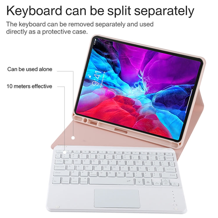 TG11BCS Detachable Bluetooth White Keyboard Microfiber Leather Tablet Case for iPad Pro 11 inch (2020), with Backlight & Touchpad & Pen Slot & Holder (Pink) - For iPad Pro by buy2fix | Online Shopping UK | buy2fix