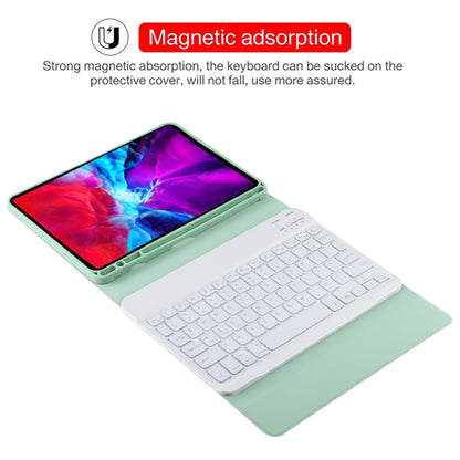 TG11BS Detachable Bluetooth White Keyboard Microfiber Leather Tablet Case for iPad Pro 11 inch (2020), with Backlight & Pen Slot & Holder (Green) - For iPad Pro by buy2fix | Online Shopping UK | buy2fix