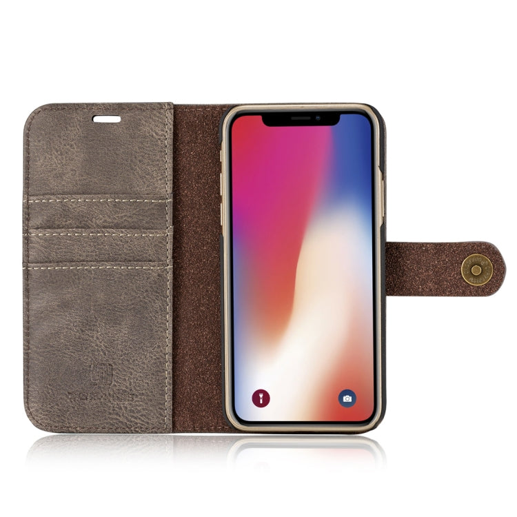 For iPhone X / XS DG.MING  Crazy Horse Texture Horizontal Flip Detachable Magnetic Protective Case with Holder & Card Slots & Wallet(Grey) - More iPhone Cases by DG.MING | Online Shopping UK | buy2fix