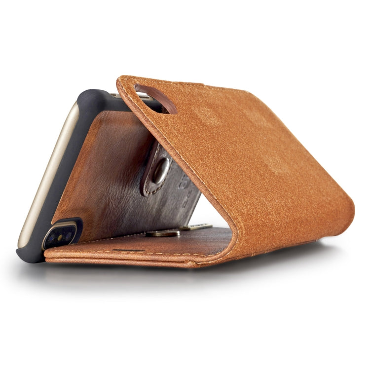 For iPhone X / XS DG.MING  Crazy Horse Texture Horizontal Flip Detachable Magnetic Protective Case with Holder & Card Slots & Wallet(Brown) - More iPhone Cases by DG.MING | Online Shopping UK | buy2fix