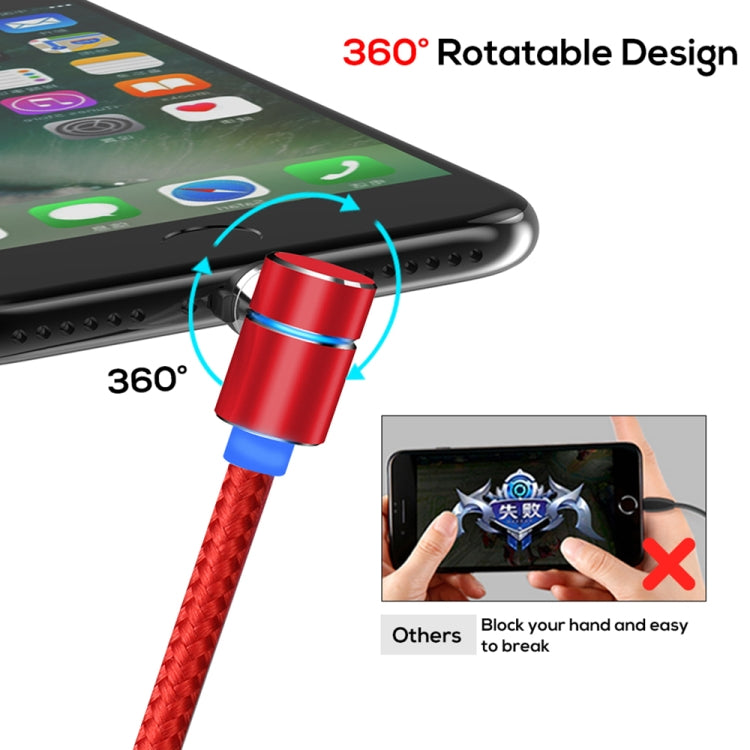 TOPK AM30 2m 2.4A Max USB to 8 Pin + USB-C / Type-C + Micro USB 90 Degree Elbow Magnetic Charging Cable with LED Indicator(Red) - Charging Cable & Head by TOPK | Online Shopping UK | buy2fix