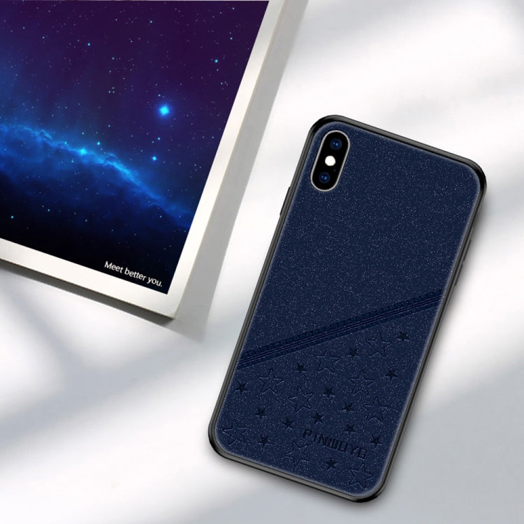 For iPhone X / XS PINWUYO Full Coverage Waterproof Shockproof PC+TPU+PU Case(Blue) - More iPhone Cases by PINWUYO | Online Shopping UK | buy2fix