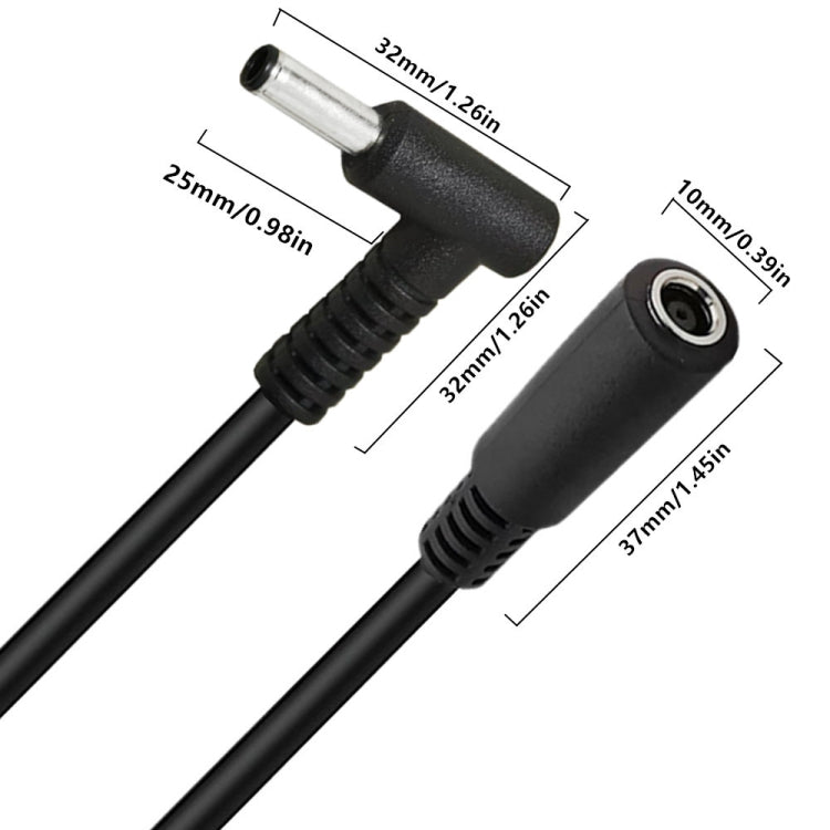 4.5 x 3.0mm Elbow Male to Female Adapter 15cm DC Power Extension Cable for HP (Black) - For HP by buy2fix | Online Shopping UK | buy2fix