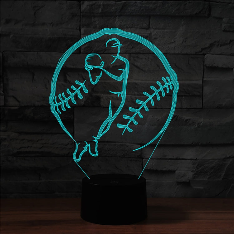 Baseball Sport Shape 3D Colorful LED Vision Light Table Lamp, USB Touch Version - Novelty Lighting by buy2fix | Online Shopping UK | buy2fix