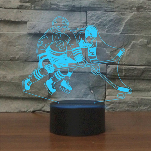 Playing Ice Hockey Shape 3D Colorful LED Vision Light Table Lamp, 16 Colors Remote Control Version - Novelty Lighting by buy2fix | Online Shopping UK | buy2fix