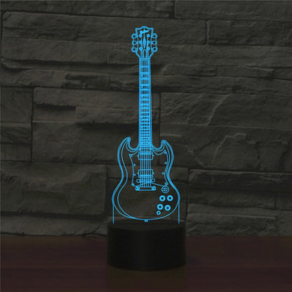 Five-string Guitar Shape 3D Colorful LED Vision Light Table Lamp, Charging Touch Version - Novelty Lighting by buy2fix | Online Shopping UK | buy2fix