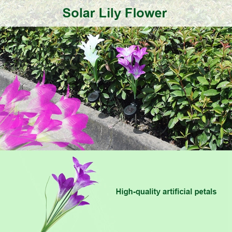 Simulated Lily Flower 4 Heads Solar Powered Outdoor IP55 Waterproof LED Decorative Lawn Lamp, Colorful Light (Blue) - Solar Lights by buy2fix | Online Shopping UK | buy2fix