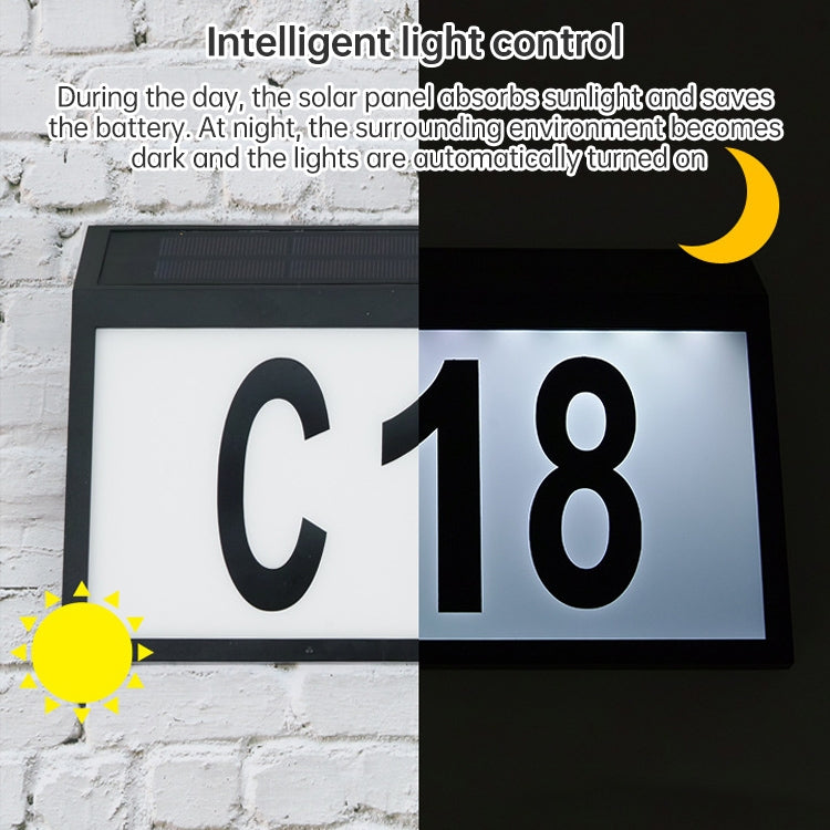 2W 10 LEDs Wall-mounted Waterproof Solar Digital House Number Light LED Light Control Address Indicator, Color Temperature: 6000K - Solar Lights by buy2fix | Online Shopping UK | buy2fix