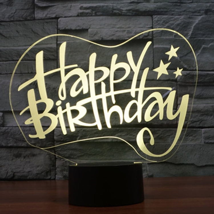 Happy Birthday Style 3D Touch Switch Control LED Light , 7 Color Discoloration Creative Visual Stereo Lamp Desk Lamp Night Light - Novelty Lighting by buy2fix | Online Shopping UK | buy2fix