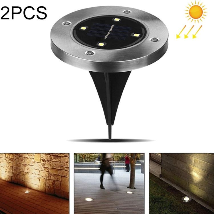 2 PCS 4 LEDs IP44 Waterproof Solar Powered Buried Light, SMD 5050 Under Ground Lamp Outdoor Path Way Garden Decking LED Light - Buried Lights by buy2fix | Online Shopping UK | buy2fix