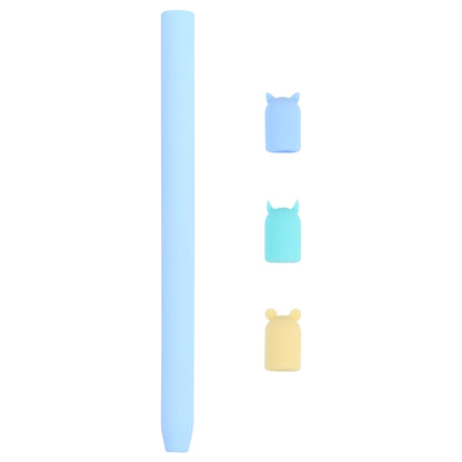 4 in 1 Stylus Pen Cartoon Animal Silicone Protective Case for Apple Pencil 2 (Blue) - Pencil Accessories by buy2fix | Online Shopping UK | buy2fix