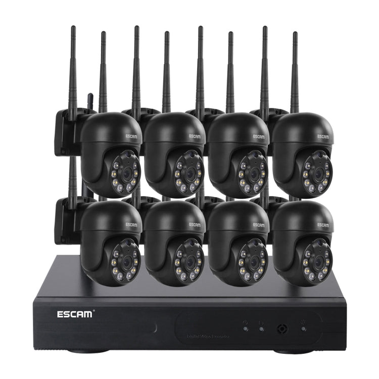 ESCAM WNK618 3.0 Million Pixels 8-channel Wireless Dome Camera HD NVR Security System, Support Motion Detection & Two-way Audio & Full-color Night Vision & TF Card, EU Plug - Dome Camera by ESCAM | Online Shopping UK | buy2fix