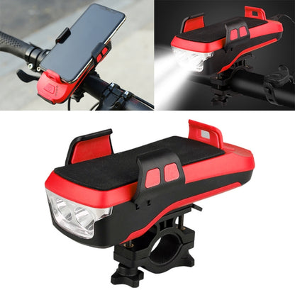 Multifunction 4  in 1 Phone Holder Bicycle Bell Cycling Lamp Flashlight(Red) - Headlights by buy2fix | Online Shopping UK | buy2fix