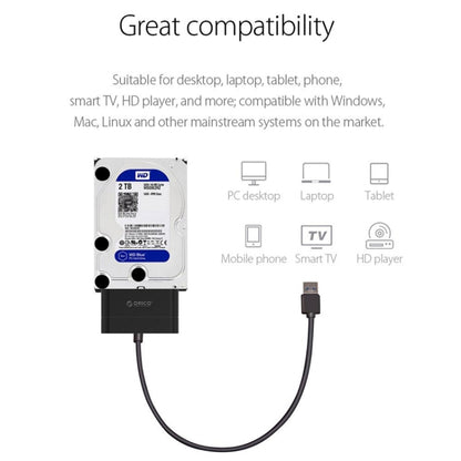 ORICO 20UTS-U3 USB 3.0 to SATA Hard Drive Adapter Cable Converter for 2.5 inch HDD / SSD, Support OTG Function(Black) - eSATA & SATA & IDE by ORICO | Online Shopping UK | buy2fix