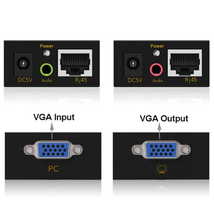 VGA & Audio Extender 1920x1440 HD 100m Cat5e / 6-568B Network Cable Sender Receiver Adapter, UK Plug - VGA Extender by buy2fix | Online Shopping UK | buy2fix