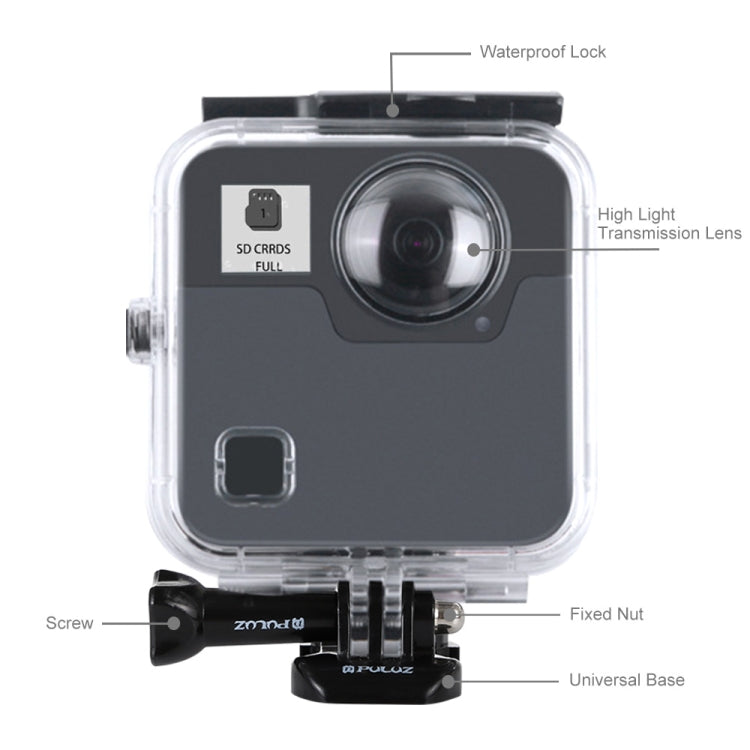 PULUZ 45m Underwater Waterproof Shockproof Housing Diving Case for GoPro Fusion, with Buckle Basic Mount & Screw - Waterproof Cases by PULUZ | Online Shopping UK | buy2fix