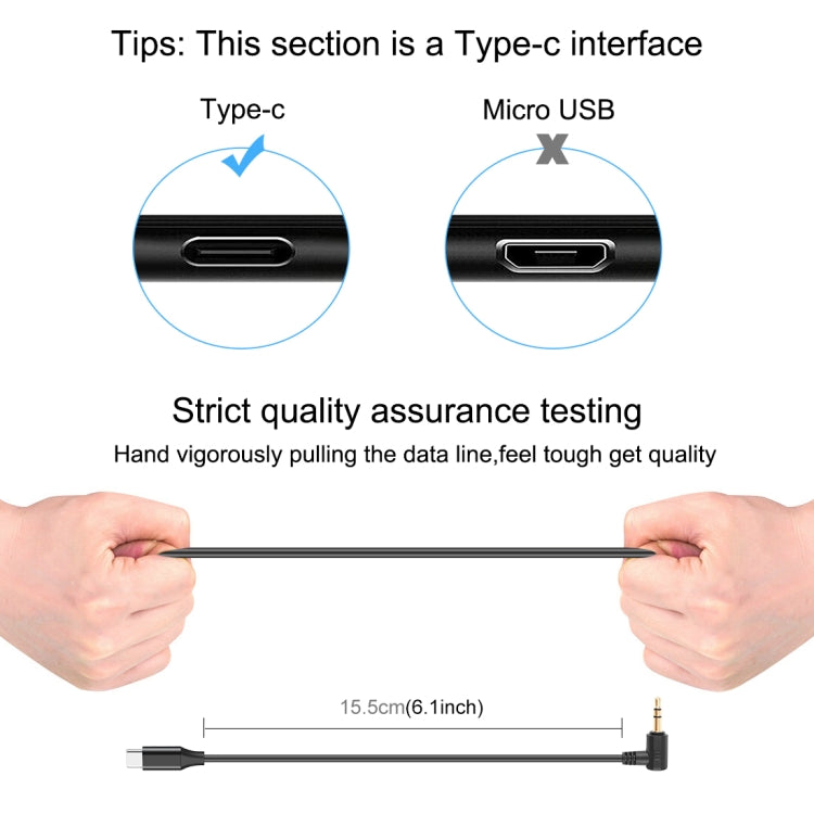 PULUZ 3.5mm TRS Male to Type-C / USB-C Male Live Microphone Audio Adapter Cable for PU3153 / PU3154 (Black) - Microphone Audio Cable & Connector by PULUZ | Online Shopping UK | buy2fix