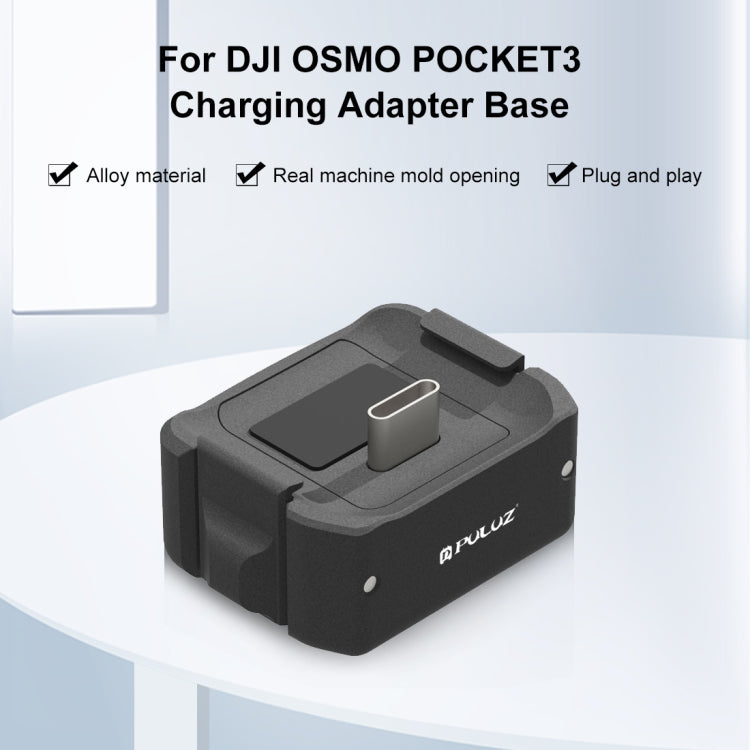 For DJI OSMO Pocket 3 PULUZ USB-C / Type-C Dock Desktop Charging Base Aluminum Alloy Bracket (Black) - Mount & Holder by PULUZ | Online Shopping UK | buy2fix