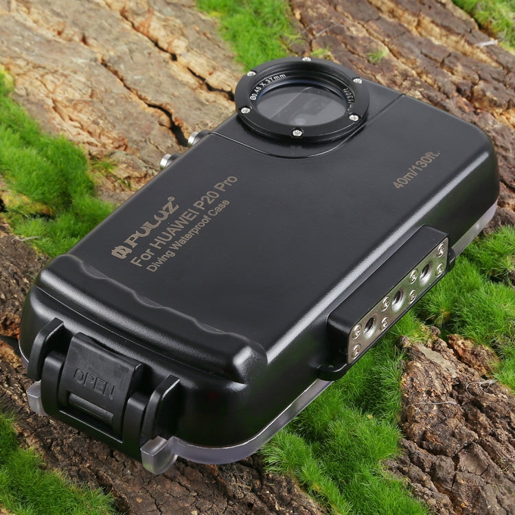 PULUZ 40m/130ft Waterproof Diving Case for Huawei P20 Pro, Photo Video Taking Underwater Housing Cover(Black) - Huawei Cases by PULUZ | Online Shopping UK | buy2fix