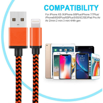 2A Woven Style USB to 8 Pin Sync Data / Charging Cable, Cable Length: 1m(Orange) - Normal Style Cable by buy2fix | Online Shopping UK | buy2fix