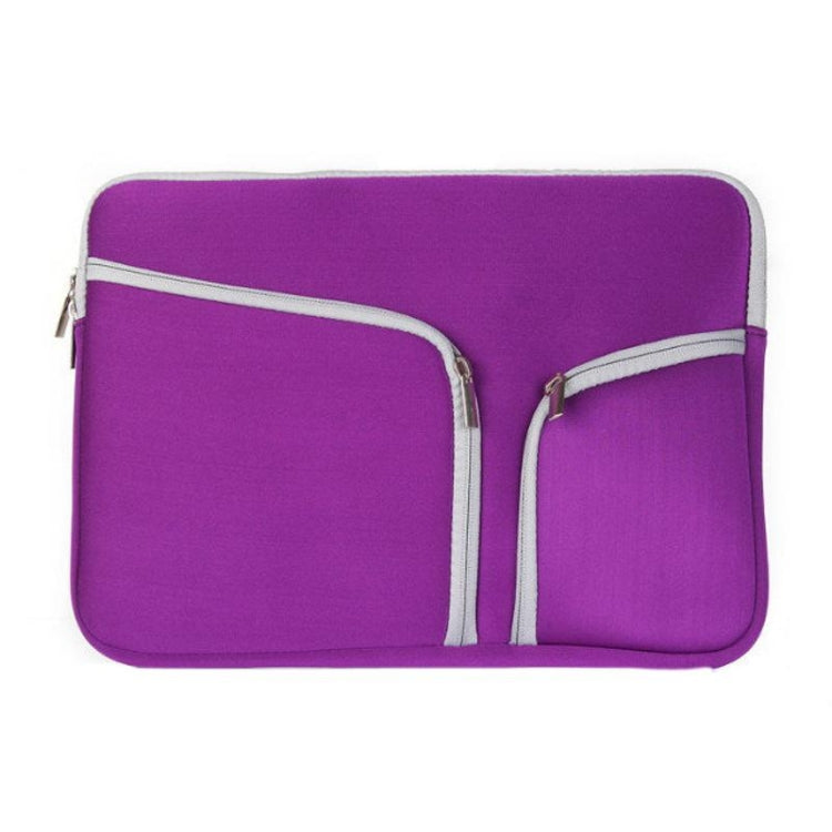 Double Pocket Zip Handbag Laptop Bag for Macbook Pro 15 inch(Purple) - Protective Bags by buy2fix | Online Shopping UK | buy2fix