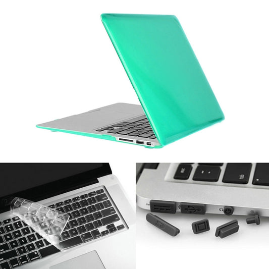 ENKAY for Macbook Air 13.3 inch (US Version) / A1369 / A1466 Hat-Prince 3 in 1 Crystal Hard Shell Plastic Protective Case with Keyboard Guard & Port Dust Plug(Green) - MacBook Air Cases by ENKAY | Online Shopping UK | buy2fix