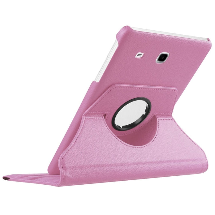 Litchi Texture Horizontal Flip Solid Color Leather Case with 360 Degrees Rotation Holder for Galaxy Tab E 9.6 / T560 / T561(Pink) - Other Galaxy Tab PC by buy2fix | Online Shopping UK | buy2fix