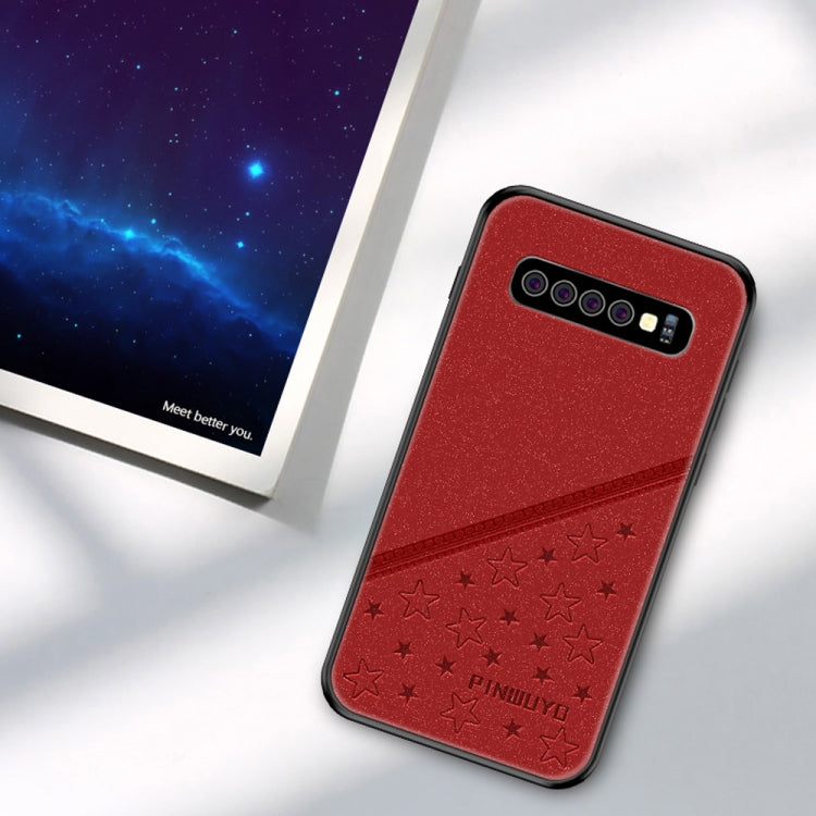 PINWUYO Full Coverage Waterproof Shockproof PC+TPU+PU Case for Galaxy S10+ (Red) - Galaxy Phone Cases by PINWUYO | Online Shopping UK | buy2fix