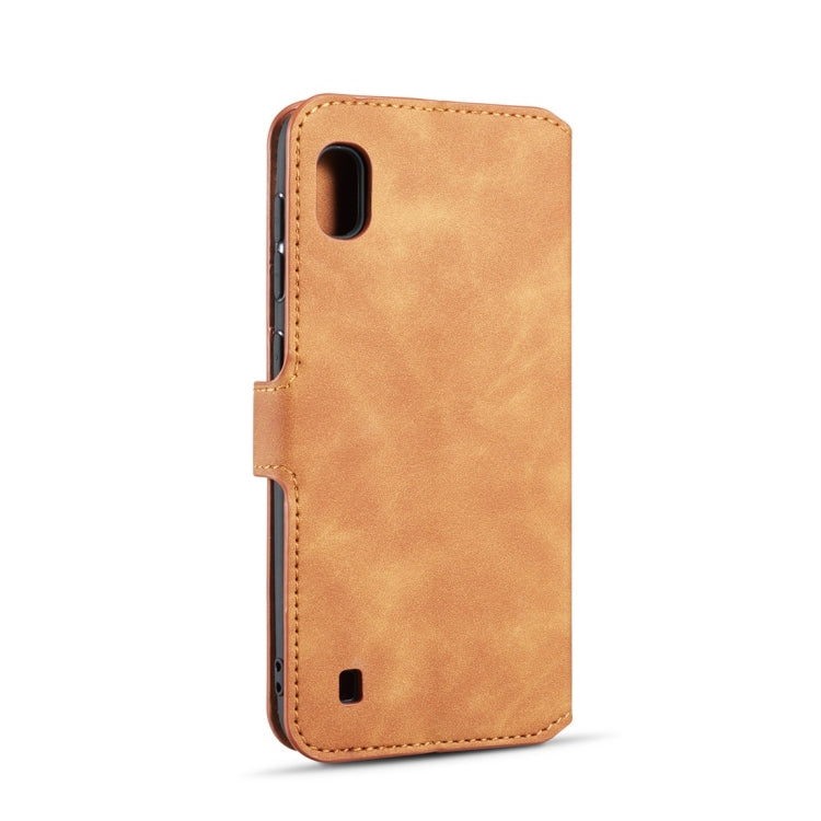 DG.MING Retro Oil Side Horizontal Flip Case for Galaxy A10, with Holder & Card Slots & Wallet (Brown) - Galaxy Phone Cases by DG.MING | Online Shopping UK | buy2fix