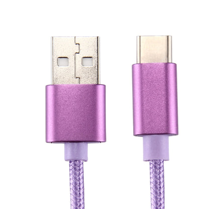 Knit Texture USB to USB-C / Type-C Data Sync Charging Cable, Cable Length: 1m, 3A Total Output, 2A Transfer Data(Purple) - USB-C & Type-C Cable by buy2fix | Online Shopping UK | buy2fix