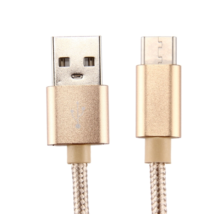 Knit Texture USB to USB-C / Type-C Data Sync Charging Cable, Cable Length: 2m, 3A Output(Gold) - USB-C & Type-C Cable by buy2fix | Online Shopping UK | buy2fix