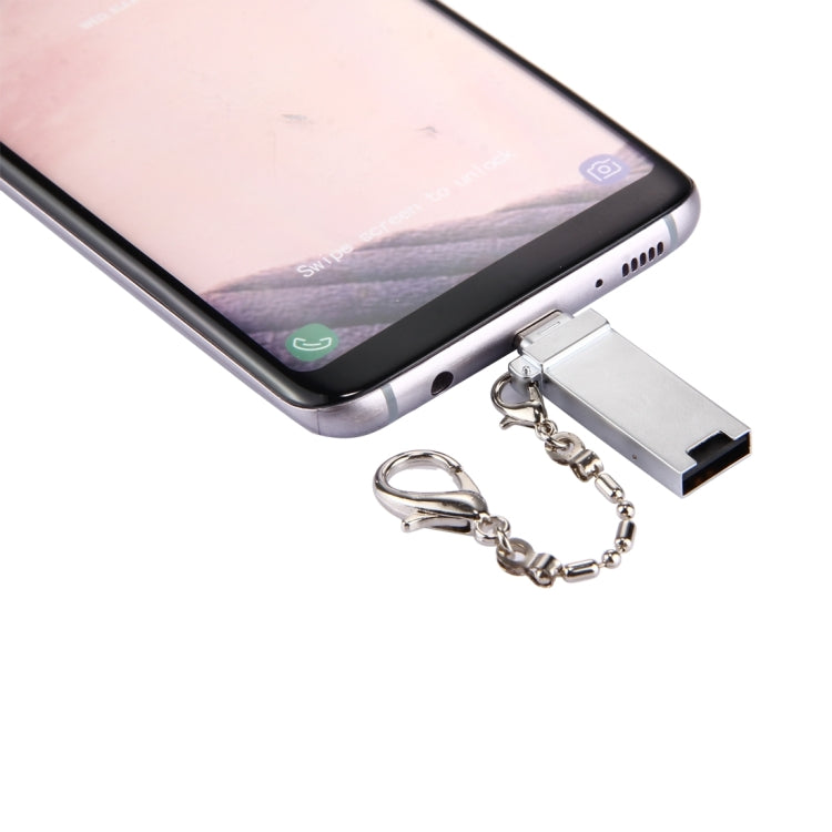 Mini Aluminum Alloy USB 2.0 Female to USB-C / Type-C Male Port Connector Adapter with Chain(Grey) - OTG Adapter by buy2fix | Online Shopping UK | buy2fix