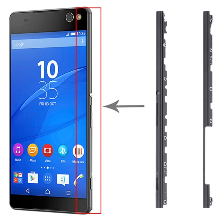 1 Pair Side Part Sidebar For Sony Xperia C5 Ultra (Black) - Frame Bezel Plate by buy2fix | Online Shopping UK | buy2fix