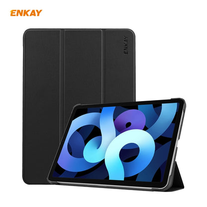 For iPad Air 11 2024 / Pro 11 2018 / Air 10.9 2022 ENKAY 3-folding Plastic Leather Smart Tablet Case(Black) - iPad Air (2022) / (2020) 10.9 Cases by ENKAY | Online Shopping UK | buy2fix