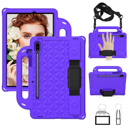 For Galaxy Tab S8 / Galaxy Tab S7 T870/T875 Diamond Series EVA Anti-Fall Shockproof Sleeve Protective Shell Case with Holder & Strap(Purple) - Galaxy Tab S8 Cases by buy2fix | Online Shopping UK | buy2fix