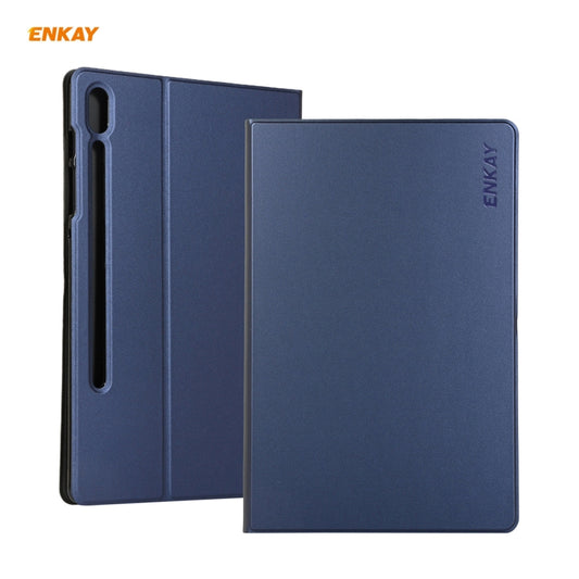 For Samsung Galaxy Tab S8 / Galaxy Tab S7 11.0 T870 / T875 ENKAY Horizontal Flip PU Leather + TPU Smart Case with Holder & Sleep / Wake-up Function(Dark Blue) - Galaxy Tab S8 Cases by ENKAY | Online Shopping UK | buy2fix