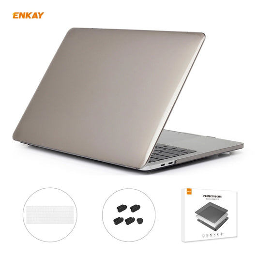 ENKAY 3 in 1 Crystal Laptop Protective Case + US Version TPU Keyboard Film + Anti-dust Plugs Set for MacBook Pro 13.3 inch A1708 (without Touch Bar)(Grey) - MacBook Pro Cases by ENKAY | Online Shopping UK | buy2fix