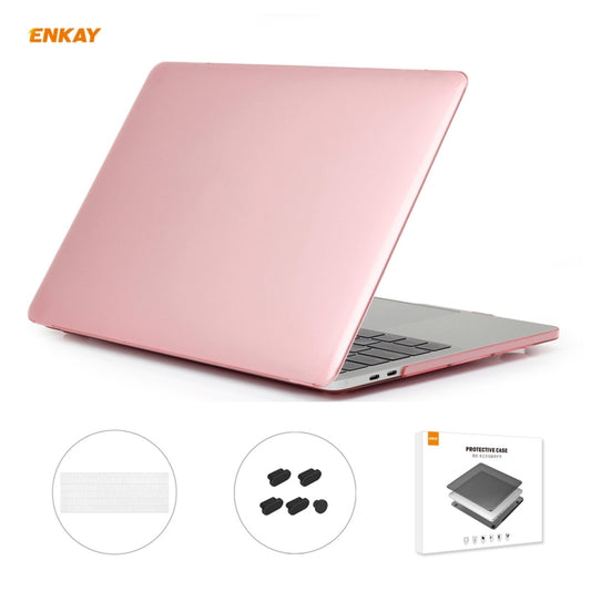 ENKAY 3 in 1 Crystal Laptop Protective Case + US Version TPU Keyboard Film + Anti-dust Plugs Set for MacBook Pro 15.4 inch A1707 & A1990 (with Touch Bar)(Pink) - MacBook Pro Cases by ENKAY | Online Shopping UK | buy2fix