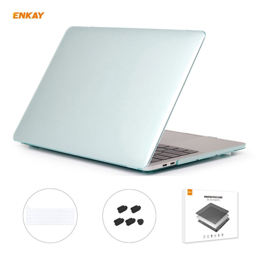 ENKAY 3 in 1 Crystal Laptop Protective Case + US Version TPU Keyboard Film + Anti-dust Plugs Set for MacBook Pro 13.3 inch A2251 & A2289 & A2338 (with Touch Bar)(Green) - MacBook Pro Cases by ENKAY | Online Shopping UK | buy2fix