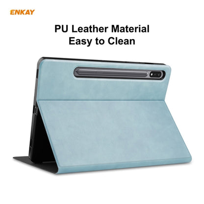 ENKAY ENK-8026 Cow Texture PU Leather + TPU Smart Case with Pen Slot for Samsung Galaxy Tab S8 / Galaxy Tab S7 11.0 T870 / T875(Sky Blue) - Galaxy Tab S8 Cases by ENKAY | Online Shopping UK | buy2fix