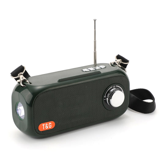 T&G TG613 TWS Solar Portable Bluetooth Speakers with LED Flashlight, Support TF Card / FM / AUX / U Disk(Dark Green) - Desktop Speaker by T&G | Online Shopping UK | buy2fix