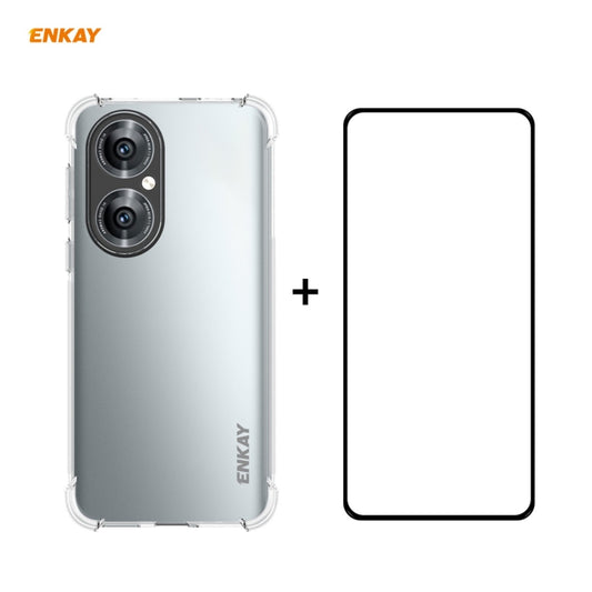 For Huawei P50 Hat-Prince ENKAY Clear TPU Shockproof Case Soft Anti-slip Cover + 0.26mm 9H 2.5D Full Glue Full Coverage Tempered Glass Protector Film - Huawei Cases by ENKAY | Online Shopping UK | buy2fix