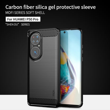 For Huawei P50 Pro MOFI Gentleness Series Brushed Texture Carbon Fiber Soft TPU Case(Black) - Huawei Cases by MOFI | Online Shopping UK | buy2fix