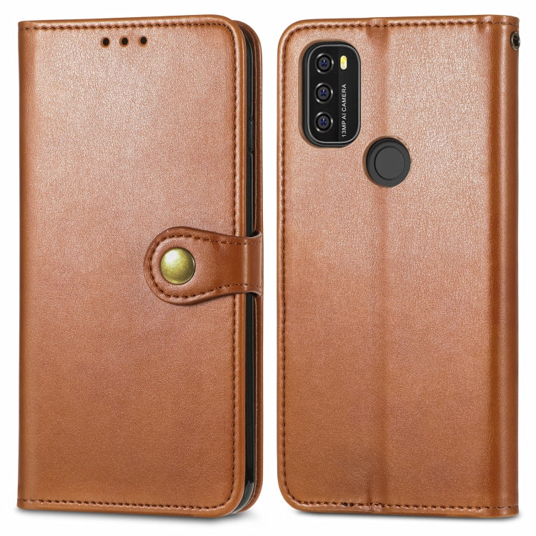 For Blackview A70 Solid Color Leather Buckle Phone Case with Lanyard & Photo Frame & Card Slot & Wallet & Stand Function(Brown) - More Brand by buy2fix | Online Shopping UK | buy2fix