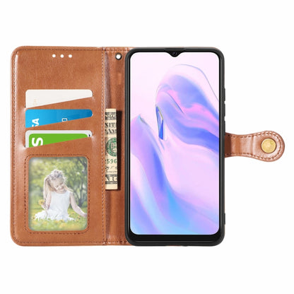 For Blackview A70 Solid Color Leather Buckle Phone Case with Lanyard & Photo Frame & Card Slot & Wallet & Stand Function(Brown) - More Brand by buy2fix | Online Shopping UK | buy2fix