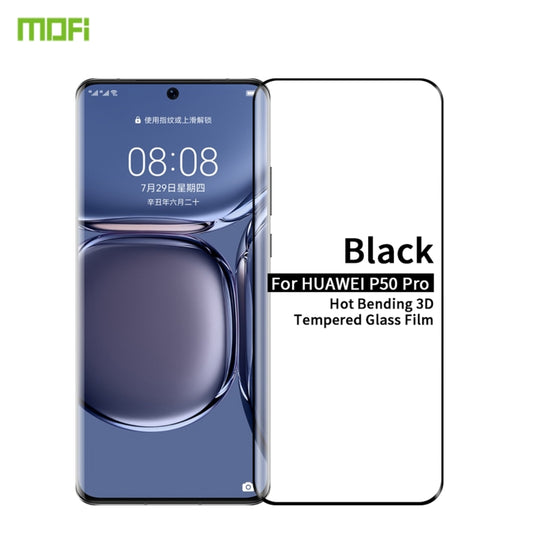 For Huawei P50 Pro MOFI 9H 3D Explosion Proof Thermal Bending Full Screen Covered Tempered Glass Film(Black) - Huawei Tempered Glass by MOFI | Online Shopping UK | buy2fix