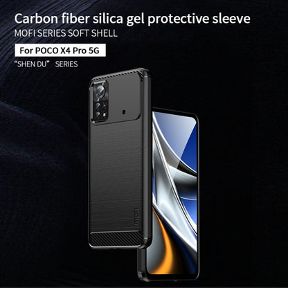 For Xiaomi Poco X4 Pro 5G MOFI Gentleness Brushed Carbon Fiber Soft TPU Case(Blue) - Xiaomi Cases by MOFI | Online Shopping UK | buy2fix