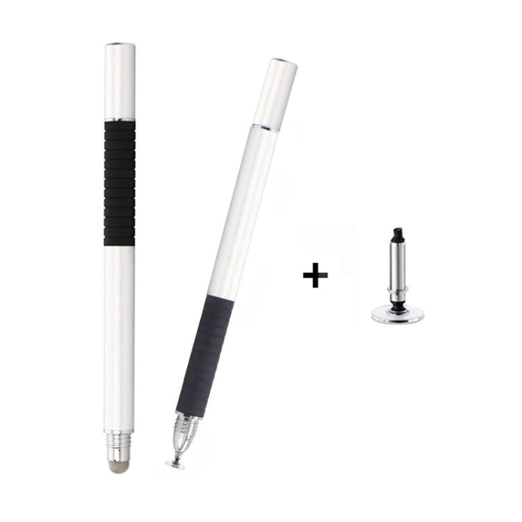 AT-31 Conductive Cloth Head + Precision Sucker Capacitive Pen Head 2-in-1 Handwriting Stylus with 1 Pen Head(Silvery White) - Stylus Pen by buy2fix | Online Shopping UK | buy2fix